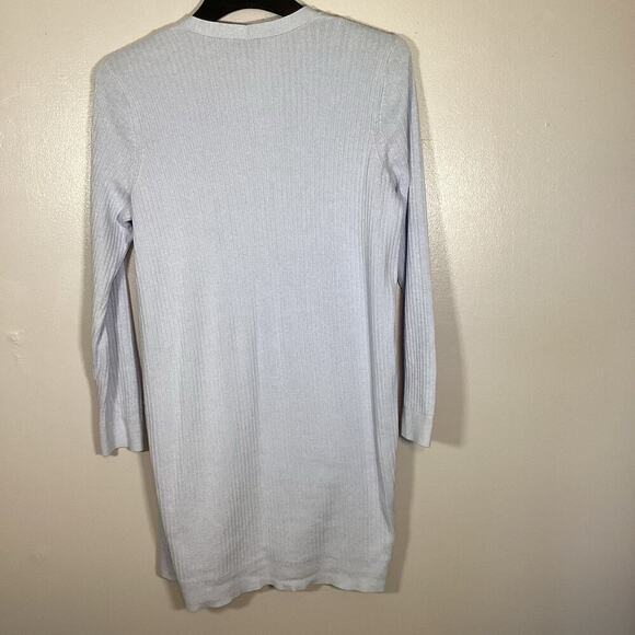 Talbots Pima Cotton Light Blue Cardigan Duster Medium Ribbed Lightweight Fall - Picture 5 of 7